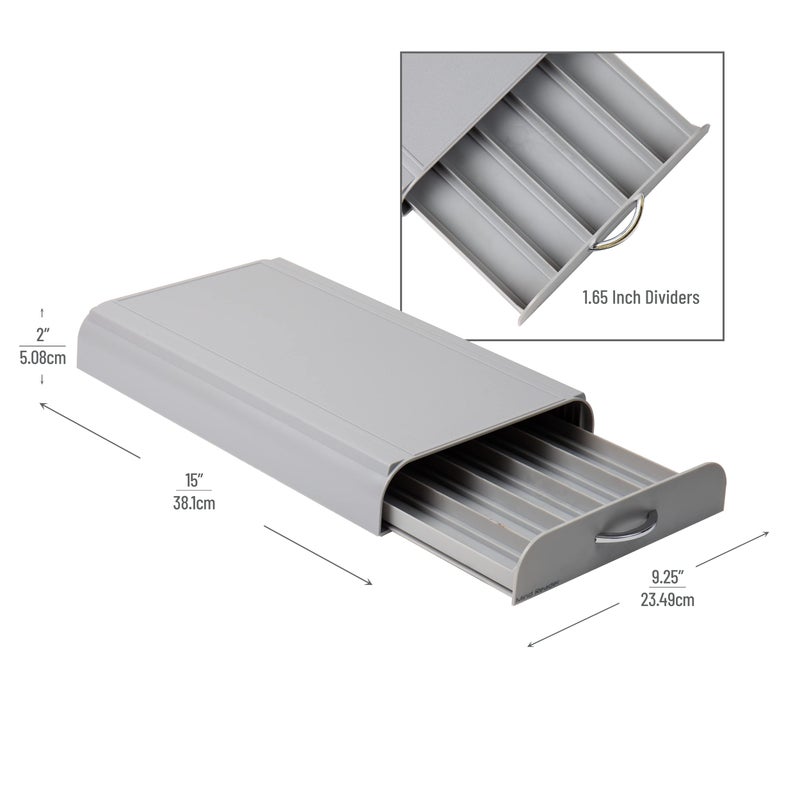 Mind Reader Nespresso Compatible Capsule Drawer, Countertop Organizer, Coffee Pod Holder, Storage, 9.25"L x 15"W x 2"H, Gray - Image 3